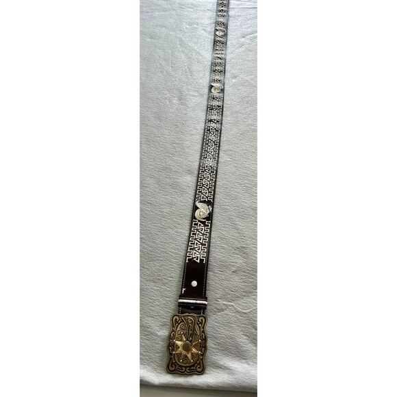 Cinturones Western Leather 50” Belt Spinning Spur‎ Buckle Mens Size 44